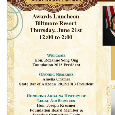 2012 Foundation Annual Awards Luncheon Contributions Page - The luncheon will be held from noon- 2pm on Thursday June 21st at the Arizona Biltmore
